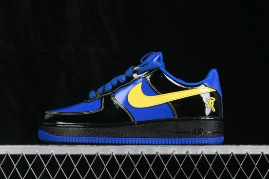 Nike Air Force 1 Low Central Cee Racer Blue Black Yellow Patent Leather Casual Sneakers - IQ1402-010