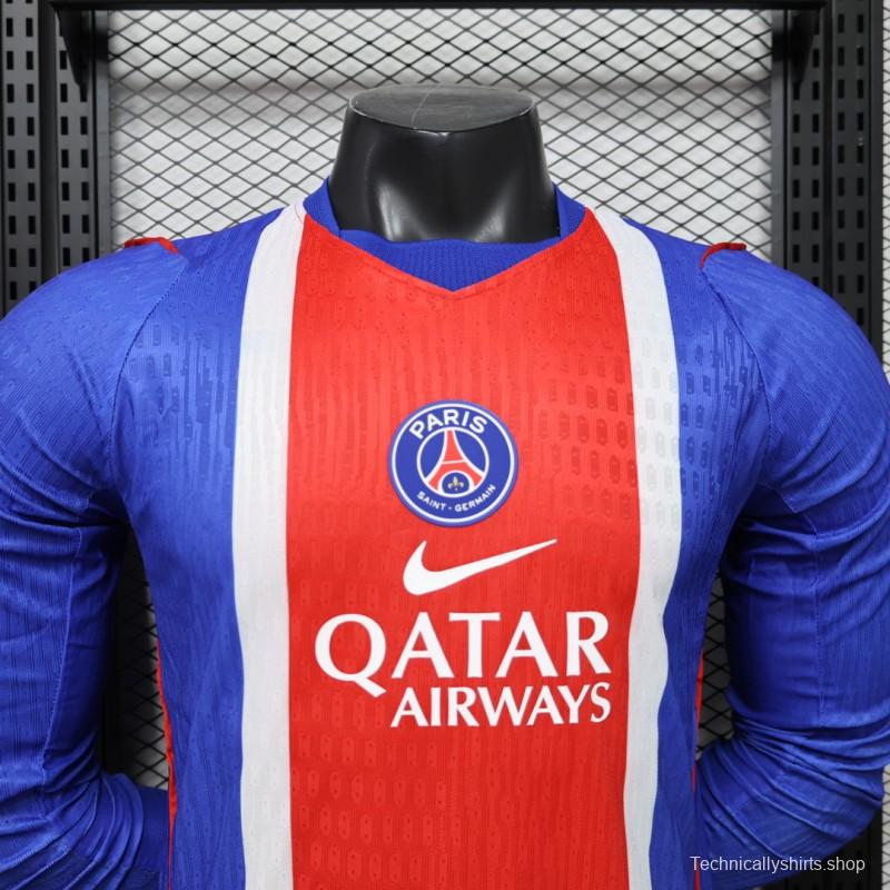 Player Version 26/27 PSG Blue & Red Stripe Long Sleeve Home Jersey