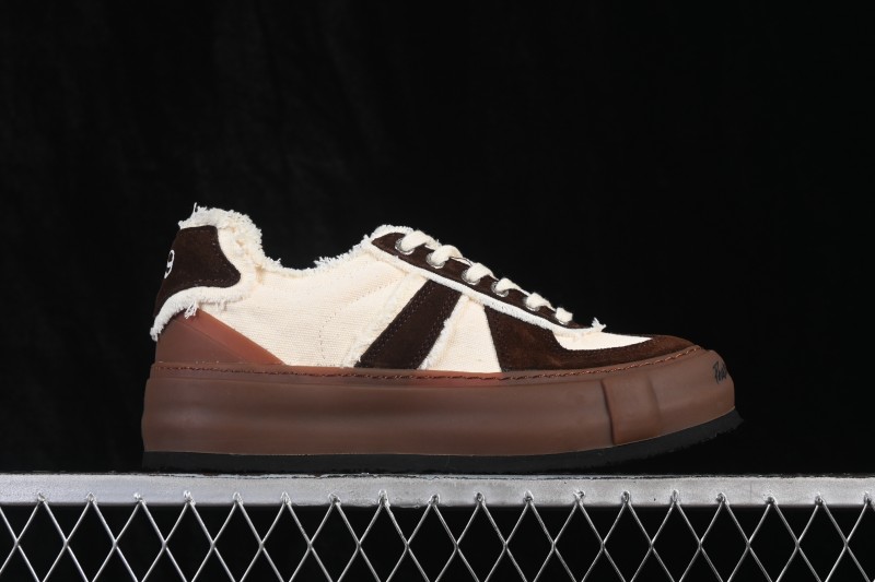 xVESSEL Wu Jianhao Collab Black Fringe Tweed Deconstructed Chunky Sole Low-Top德训 Shoes - S19X001B
