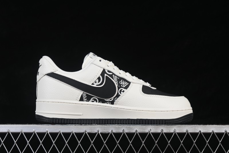 Nike Air Force 1 '07 Low Sneakers with Woven Mixed Black and Beige Design - XY9025-016