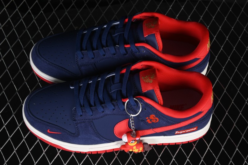 Nike SB Dunk Low Year of the Horse Deep Blue Crimson Custom Low-Top Casual Skateboarding Shoes - NH0601-487