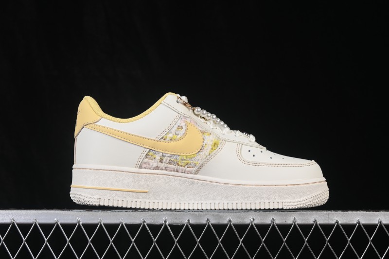 Nike Air Force 1 '07 Low Hand-Painted Doodle Milk Yellow Pearl Spring Whispers Low-Top Casual Skateboarding Shoes - FJ7740-160