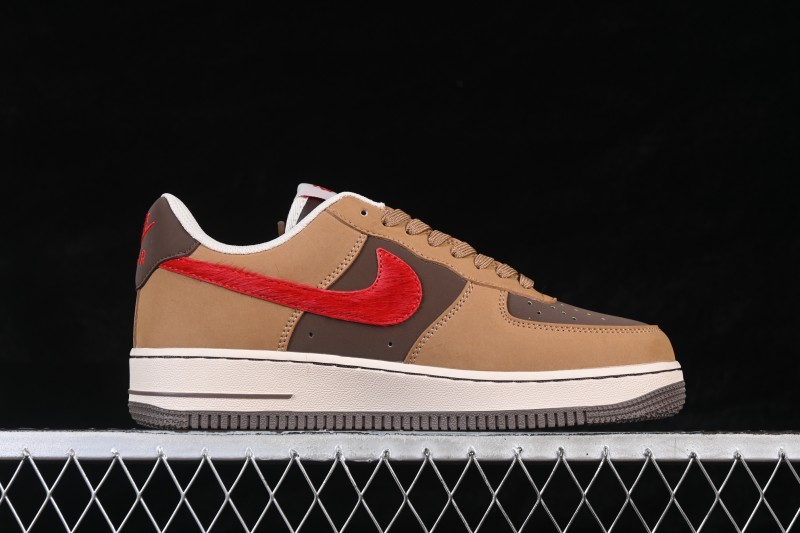 Nike Air Force 1 '07 Low Year of the Horse Limited Edition Warm Brown and Vermilion Casual Sneakers - NH0601-516