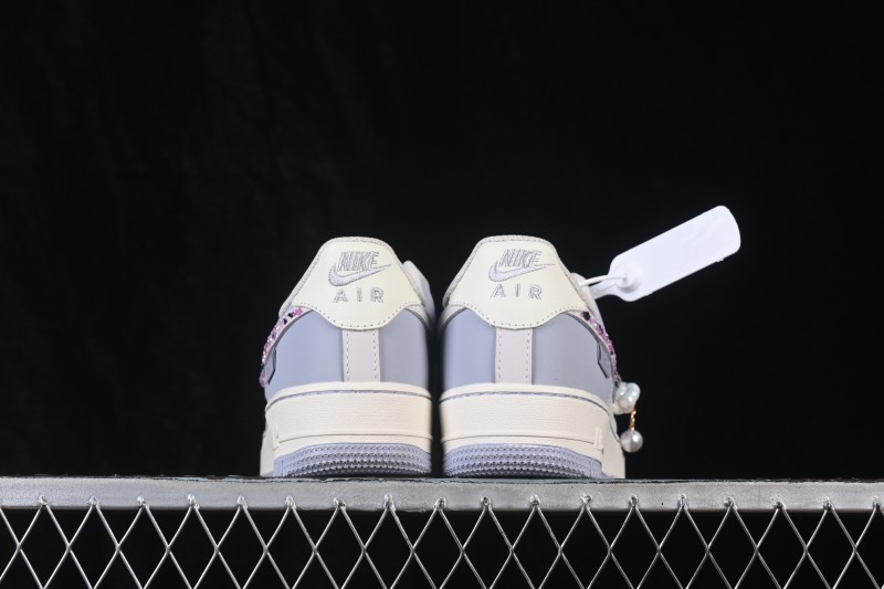 Nike Air Force 1 '07 Low Rose Glitter Hand-Painted Sneakers with Crystal Embellishments - DB3301-212