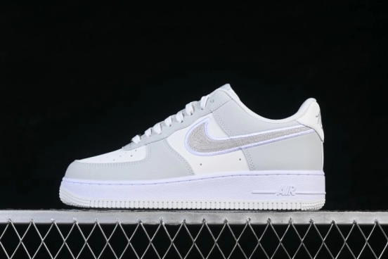 Nike Air Force 1 '07 Low White Grey Embroidery Casual Skateboard Shoes - IB6842-100