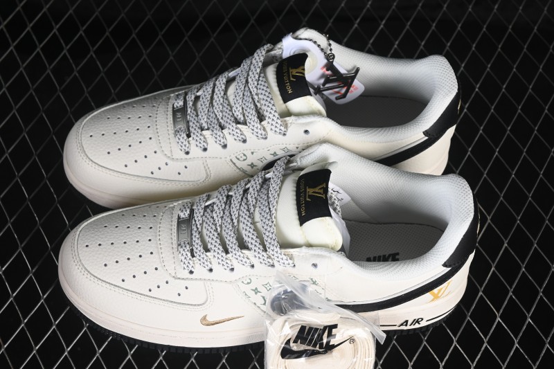 Nike Air Force 1 '07 Low LV Collaboration Black White Gold Casual Sneakers - XX3168-158