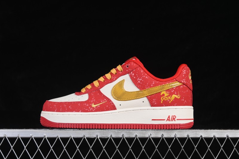 Nike Air Force 1 '07 Low Chinese New Year Limited Edition White Red Gold Splatter Low-Top Casual Skateboarding Shoes - DF0188-131