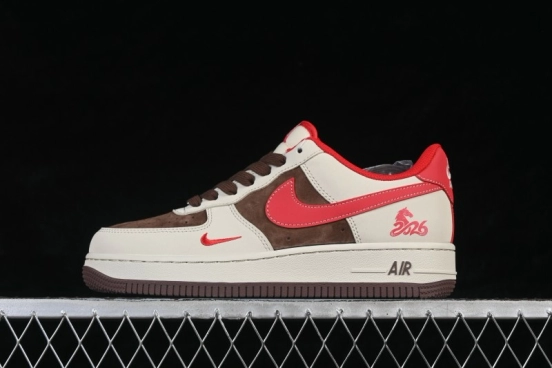 Nike Air Force 1 '07 Low Year of the Horse Brown Red Casual Skateboarding Shoes with Full-Length Air Cushion - XD0028-003