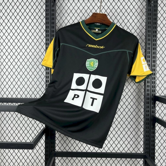 2002/03  Sporting CP Retro Away Black with Yellow Sleeves Jersey