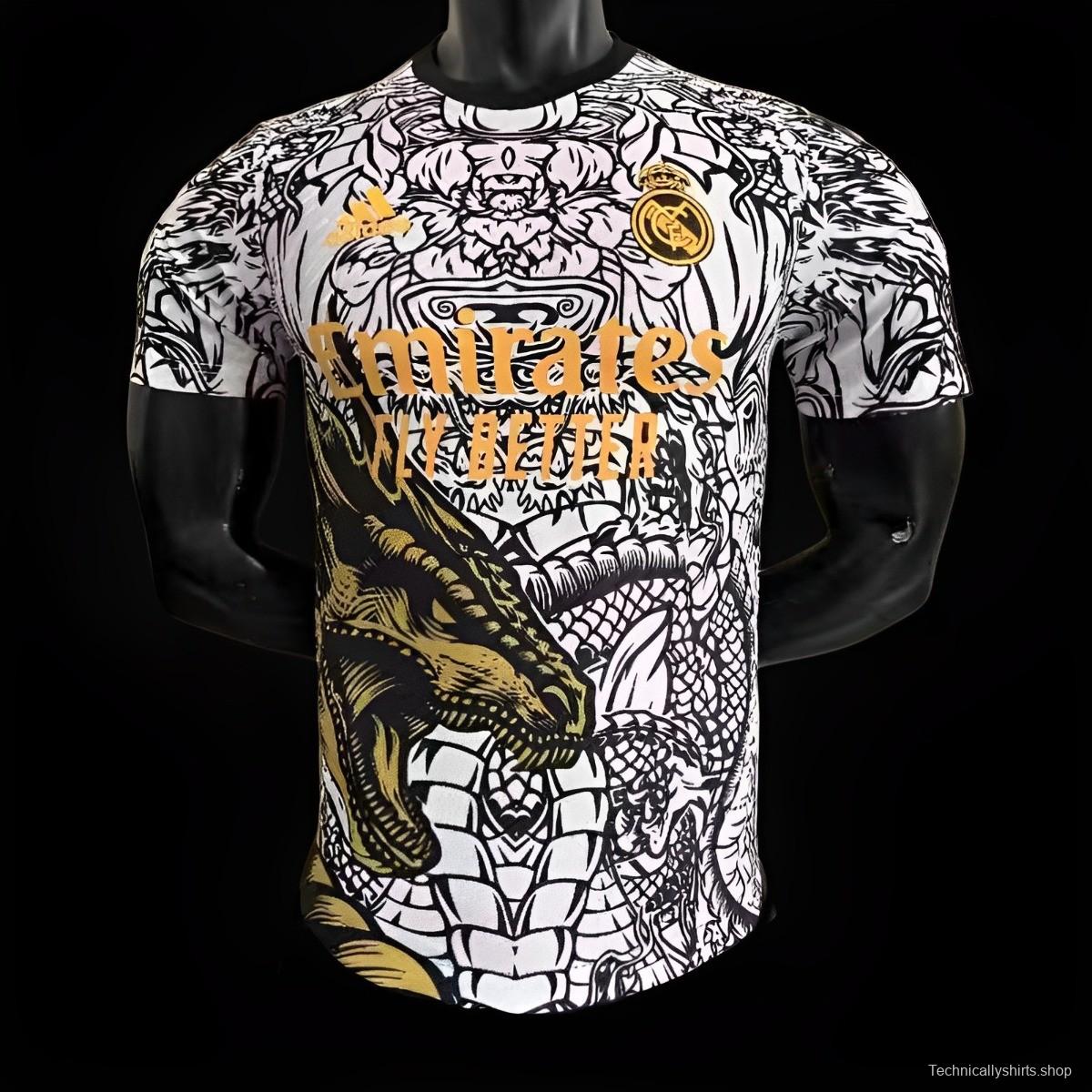 Player Version 23/24 Real Madrid White Golden Dragon Special Jersey