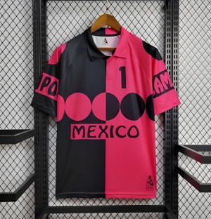 Retro 1998 Mexico CAMPOS 1 Home Black Pink Jersey