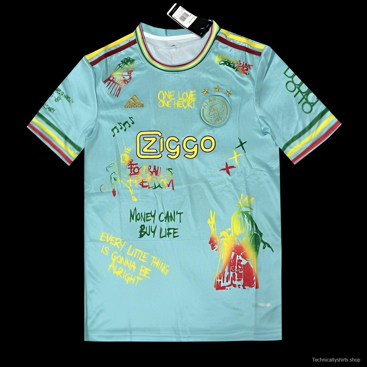 25/26 Ajax Navy Skyblue with Bob Marley Tribute Jersey