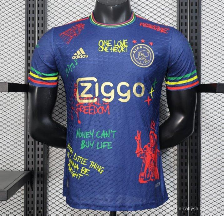 Player Version 25/26 JAjax Jersey with Bob Marley Tribute Design and Inspirational Quotes