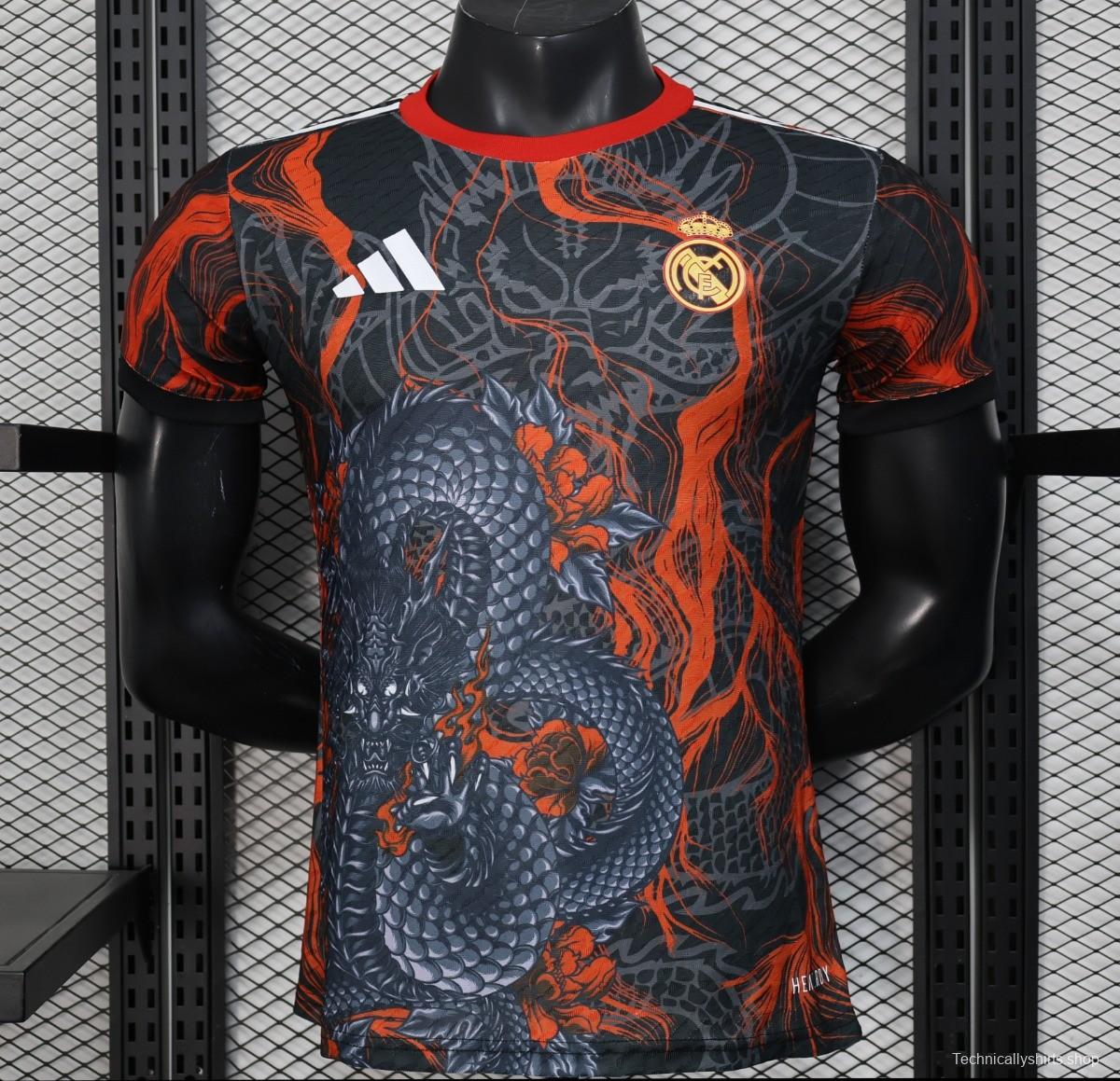 Player Version 25/26 Real Madrid Black with Dragon Design Jersey