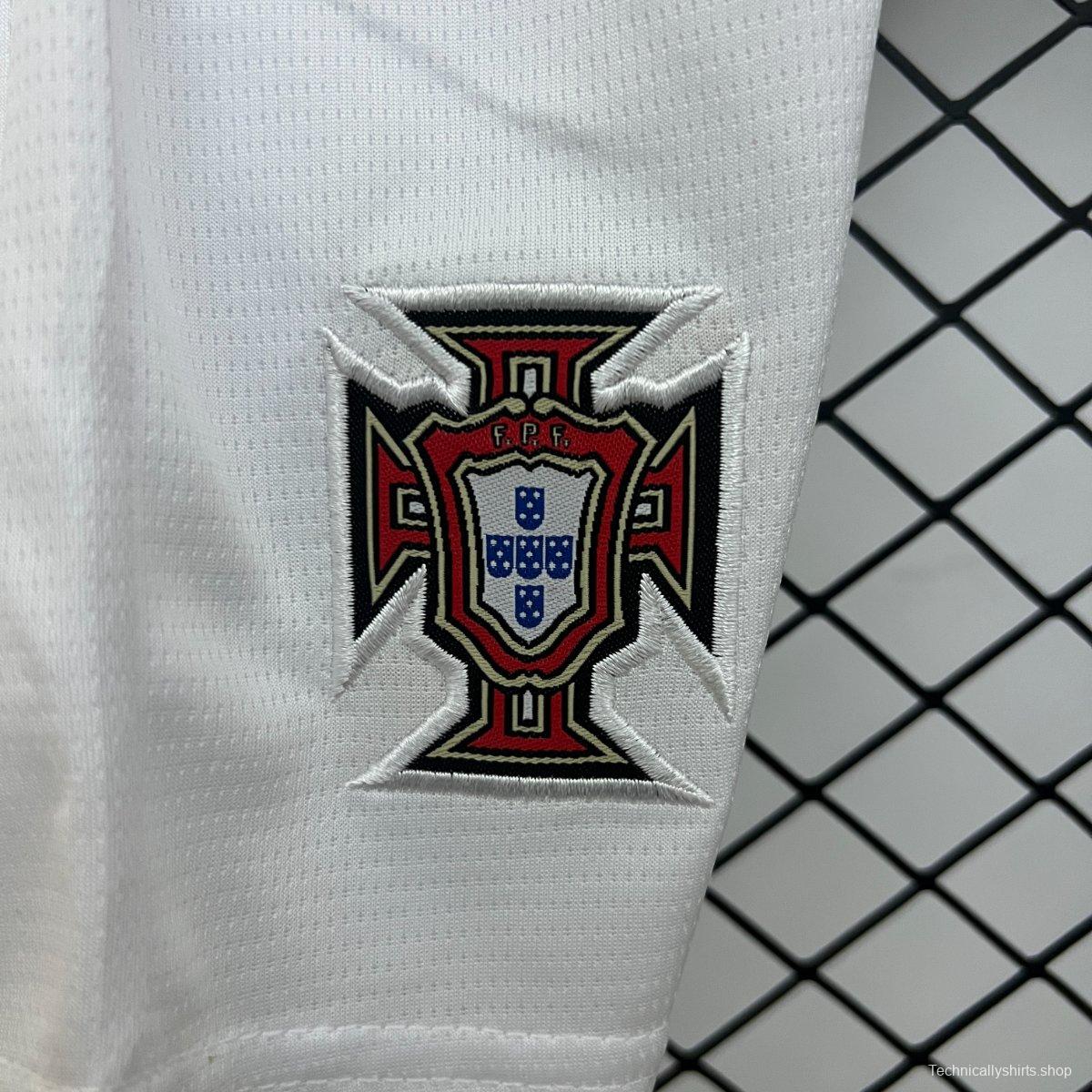 2025 Kids Portugal Away White Long Sleeve Jersey