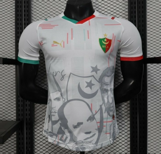 Player Version 2025 MC Alger (MCA) Home White Jersey with Club Emblem Design