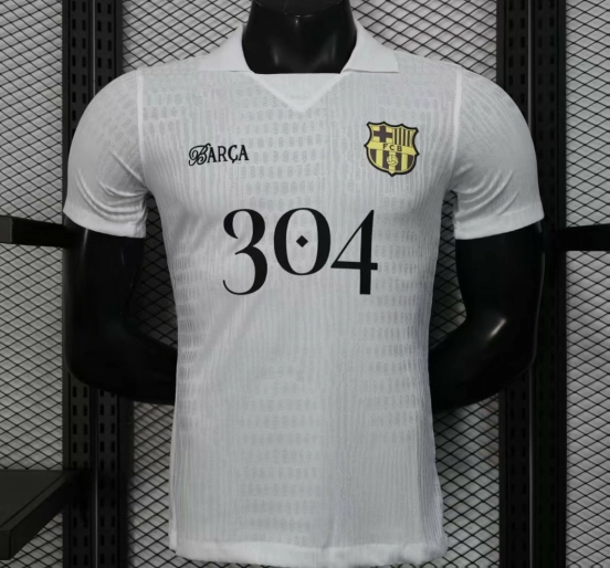 Player Version 25/26 FC Barcelona White Jersey With 304 Sponsor