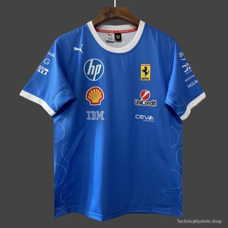 25/26 F1 Ferrari Racing Blue with Multi-Sponsor Design Jersey