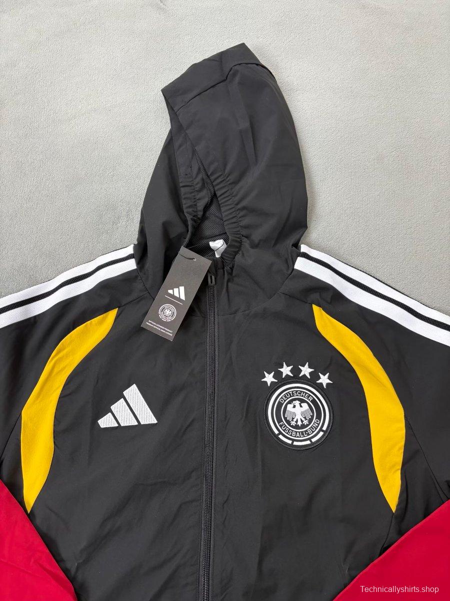 2026 Germany Black Full Zipper Windbreaker