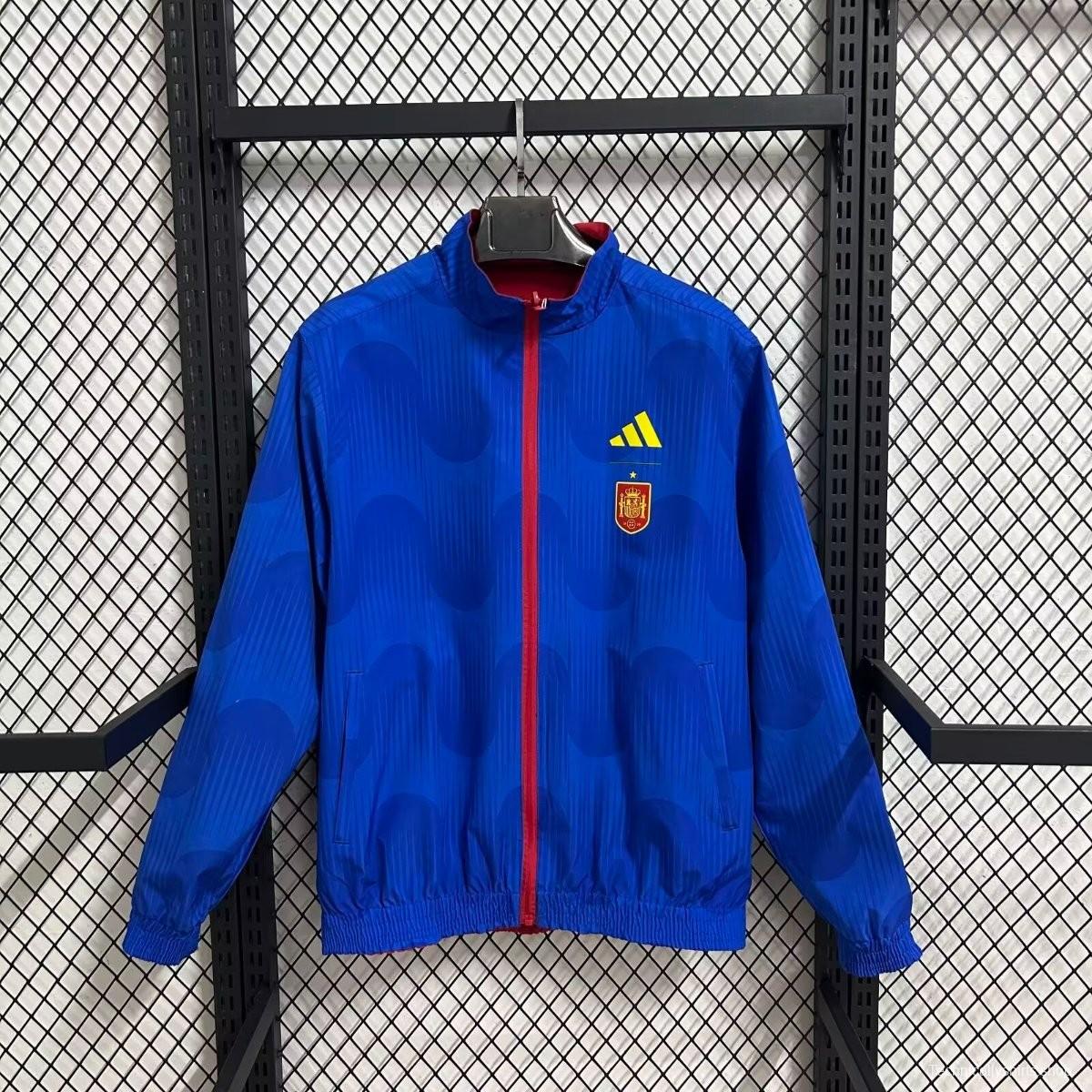 2026 Spain Red/Blue Full Zipper Reversible Windbreaker