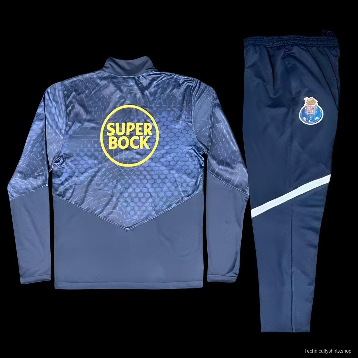 25/26 Porto Navy Blue / Dark Blue Half Zipper Tracksuit+Long Pants