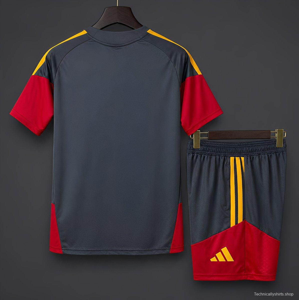 26/27 AS Roma Dark Grey/Red/Yellow Training Jersey+Shorts