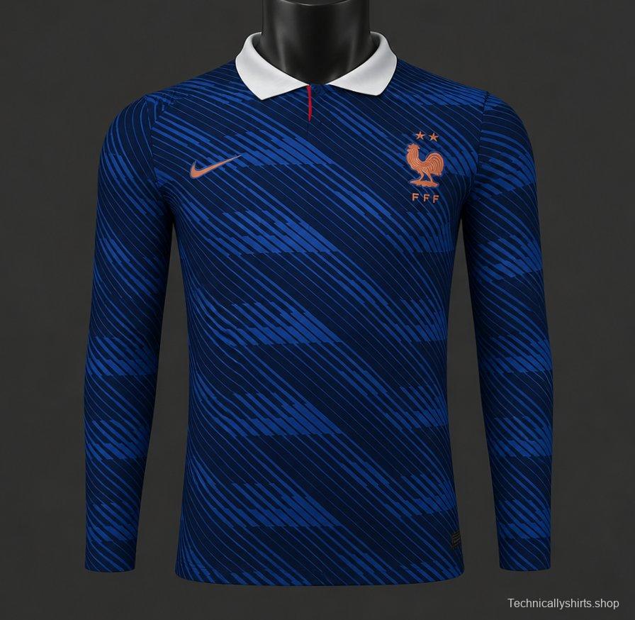 Player Version 2026 France Home Long Sleeve Jersey