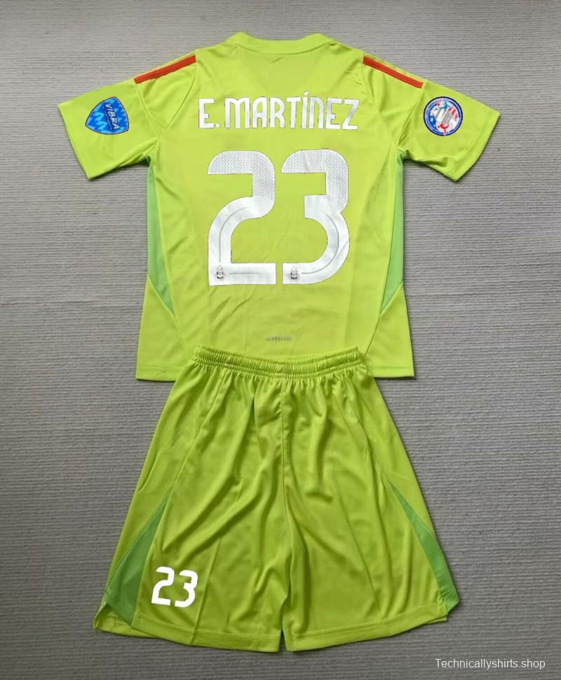 E.MARTINEZ Lime green/yellow Goalkeeper kids kit + Shorts